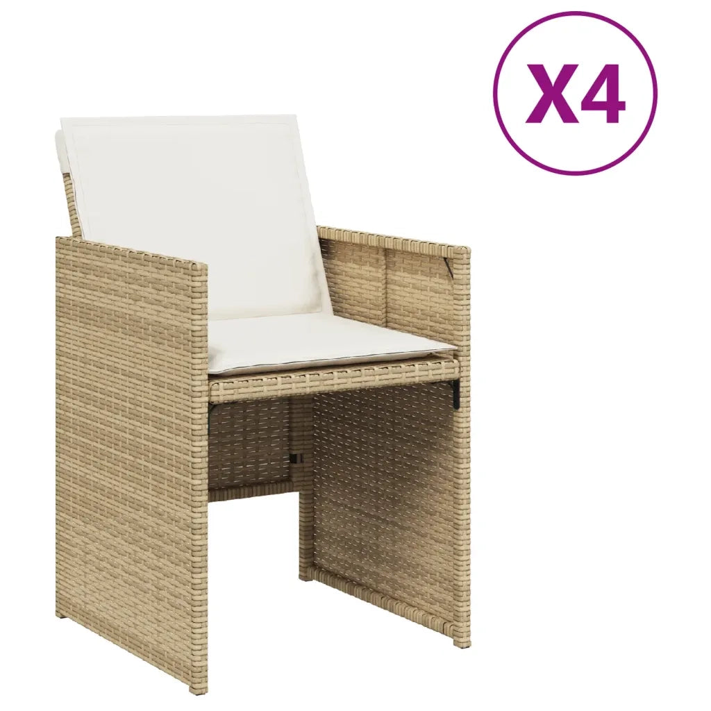 Sedie da Giardino con Cuscini 4 pz | Sedie da Esterno Beige in Polyrattan
