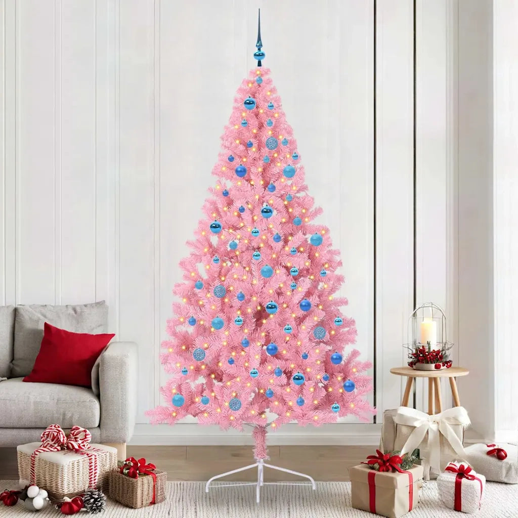 Albero di Natale | Decorazioni natalizie artificiale con luci integrate Rosa 240 cm PVC