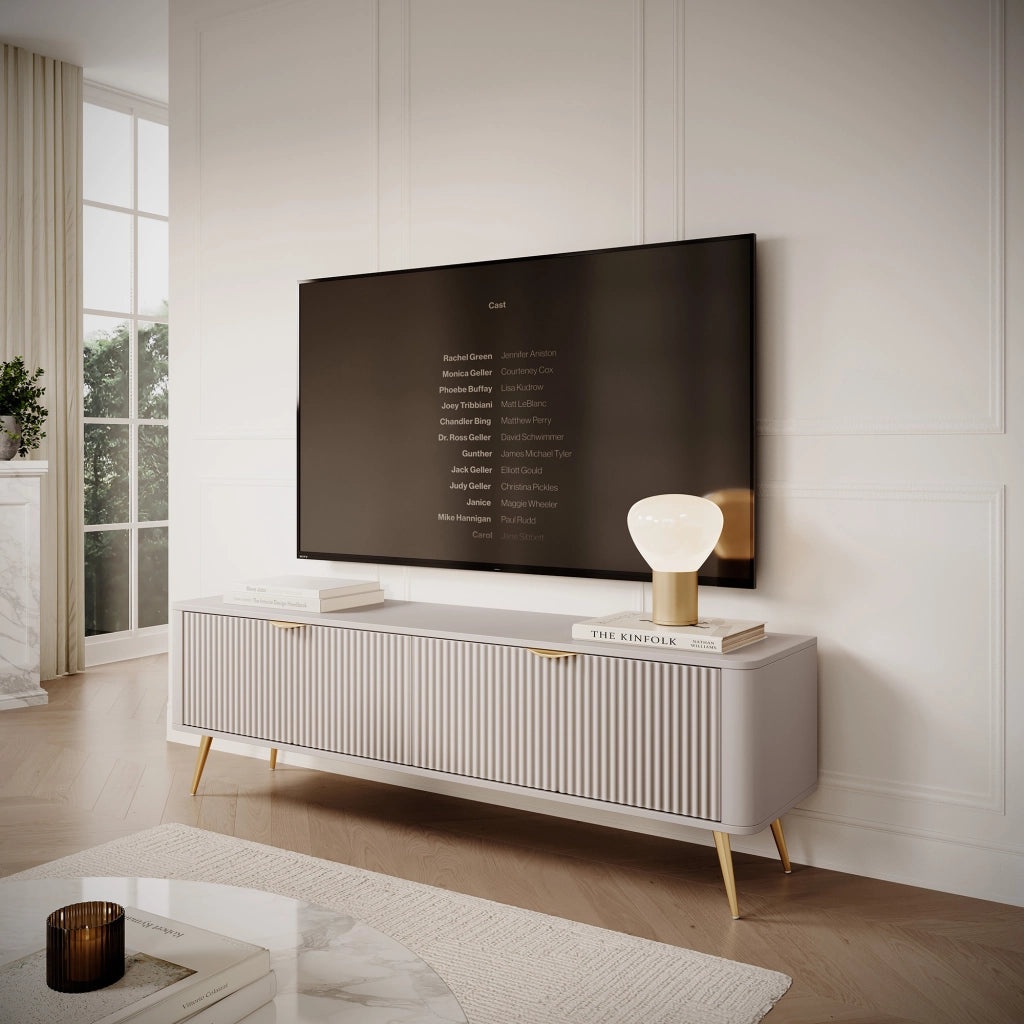 Kalase, Mobile Porta tv un Ripiano, 163x38x51h cm Bianco