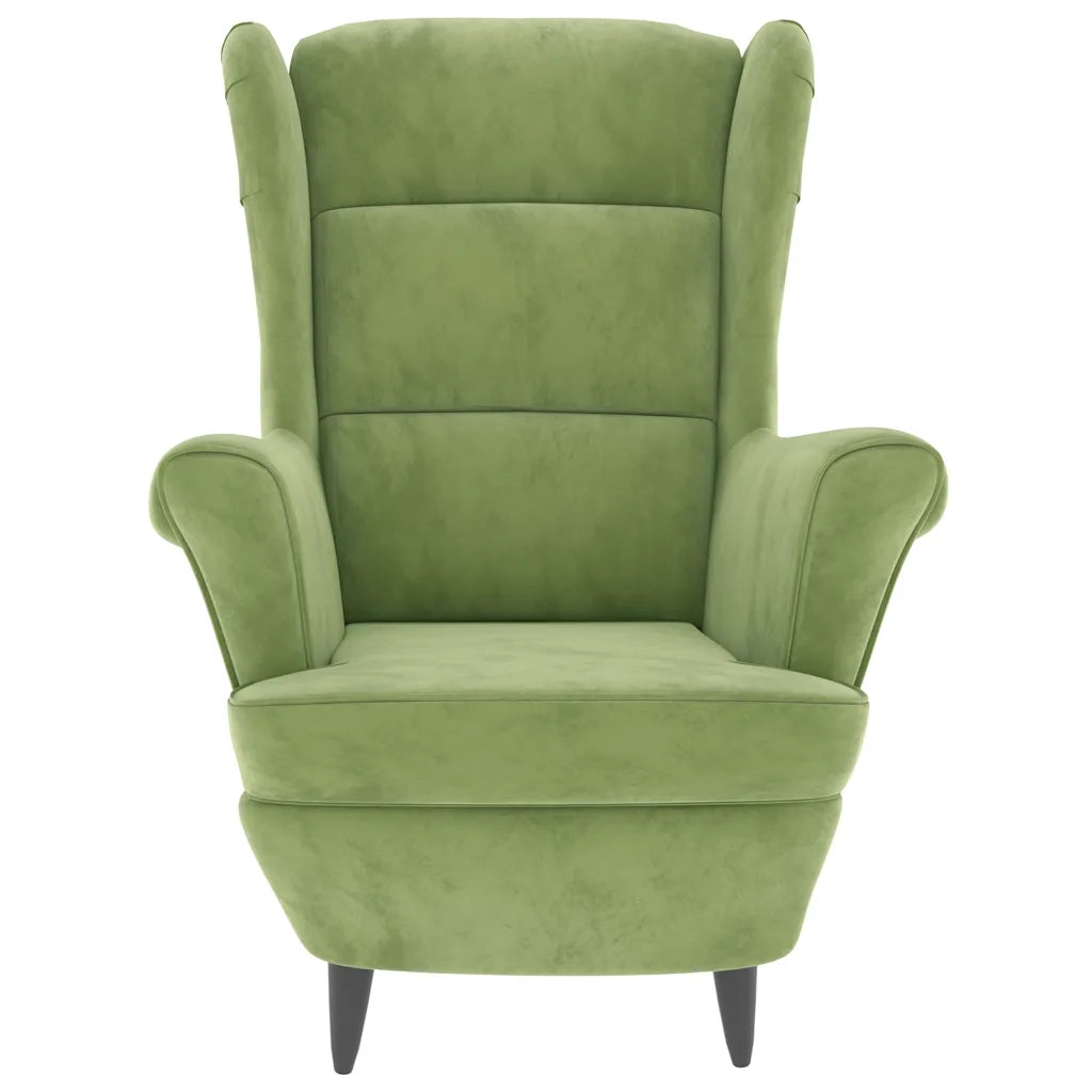 Poltrona Schienale ad Ala con Poggiapiedi Verde Chiaro Velluto cod mxl 60957