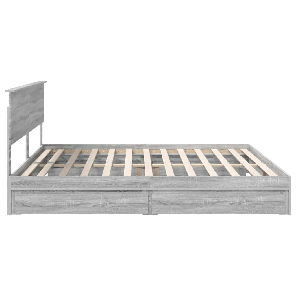 Letto con Contenitore con testiera Grigio Sonoma 200 x 200 cm 3410768