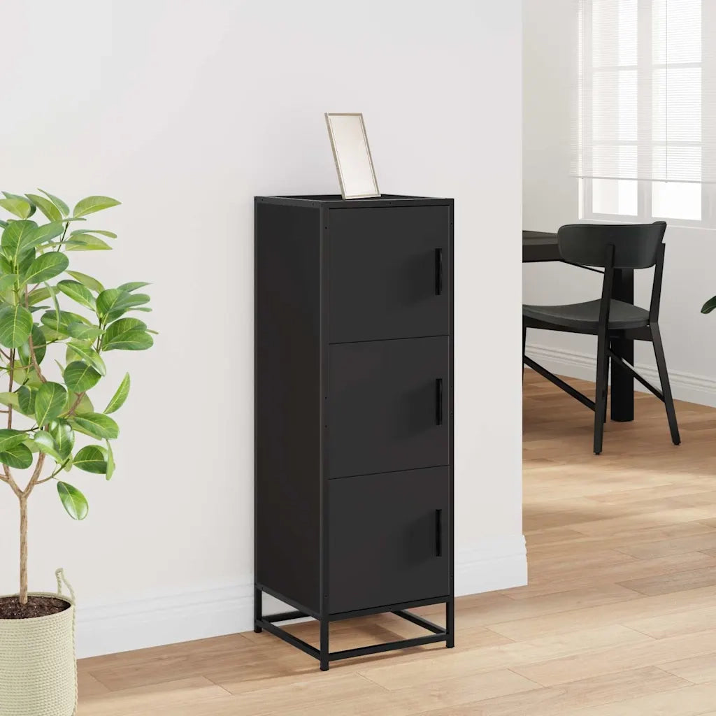 Credenza Nera 35,5x35x106,5 cm Legno Multistrato Metallo 849064