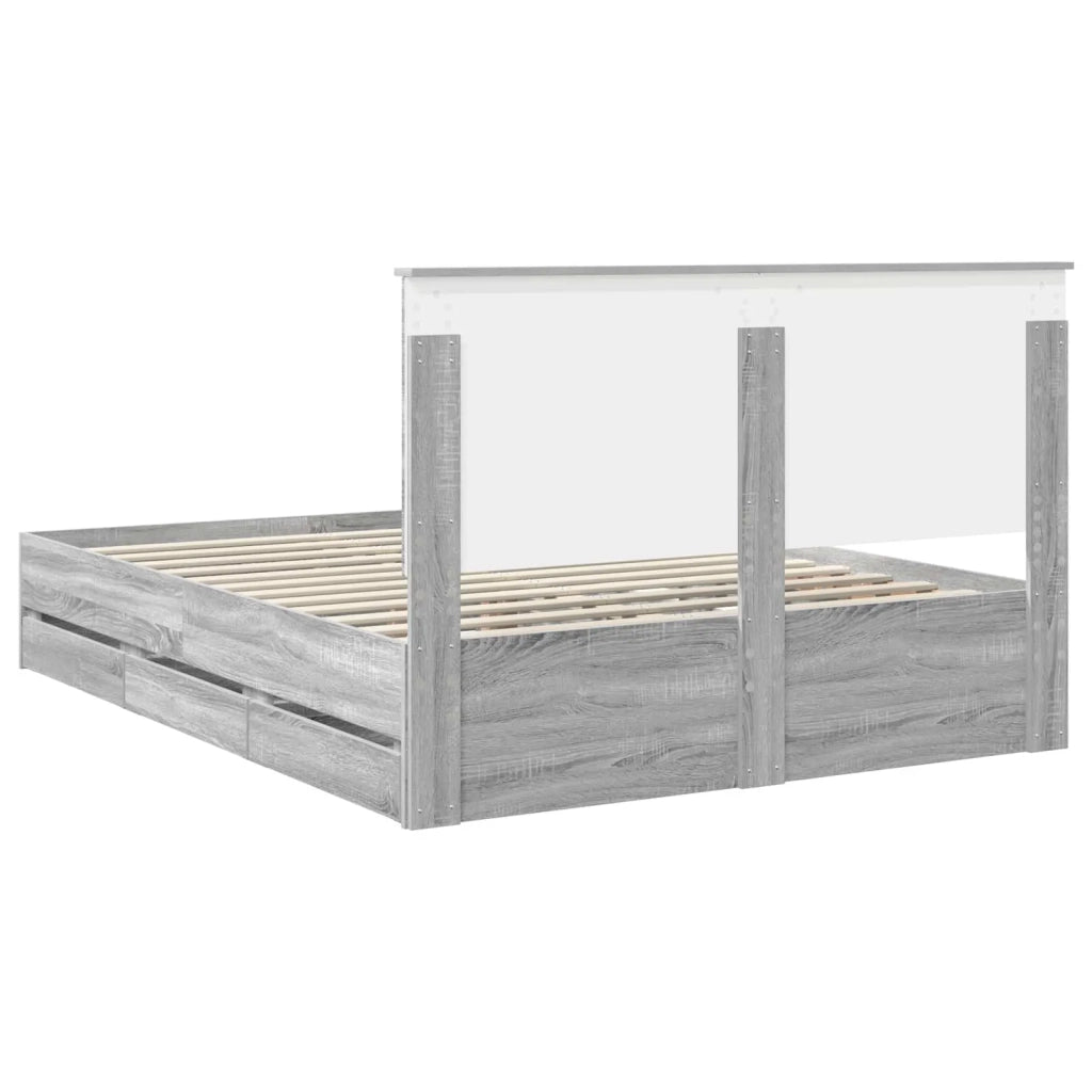 Struttura del letto con cassetto Grigio Sonoma 150 x 200 cm