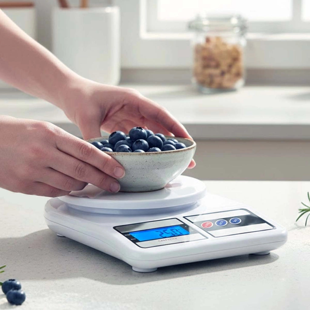 Bilancia da Cucina Digitale 10 kg Max con Schermo LCD HD e Funzioni Tara Bianco Avizar