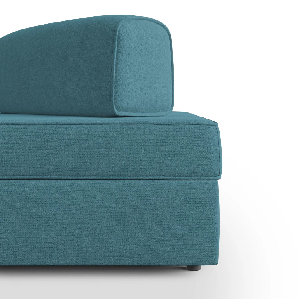 Liberty Divano senza pouf estraibile e schienali movibili in tessuto morbido impermeabile T02 180 cm azzurro