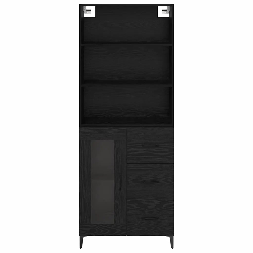 Credenza Rovere Nero 69,5 x 34 x 180 cm Legno multistrato