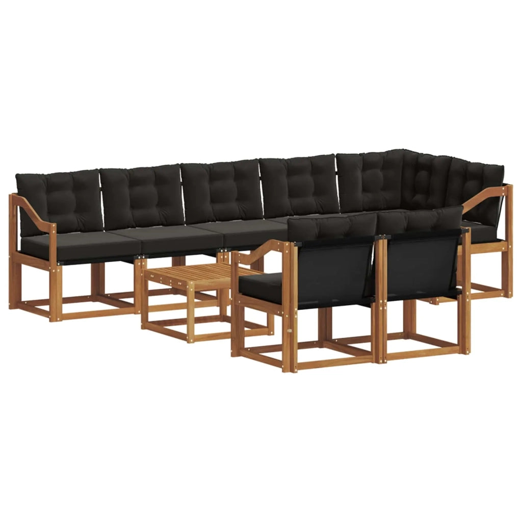 Set di divani da esterno con cuscino 9 pcs Naturale e Nero 3368819