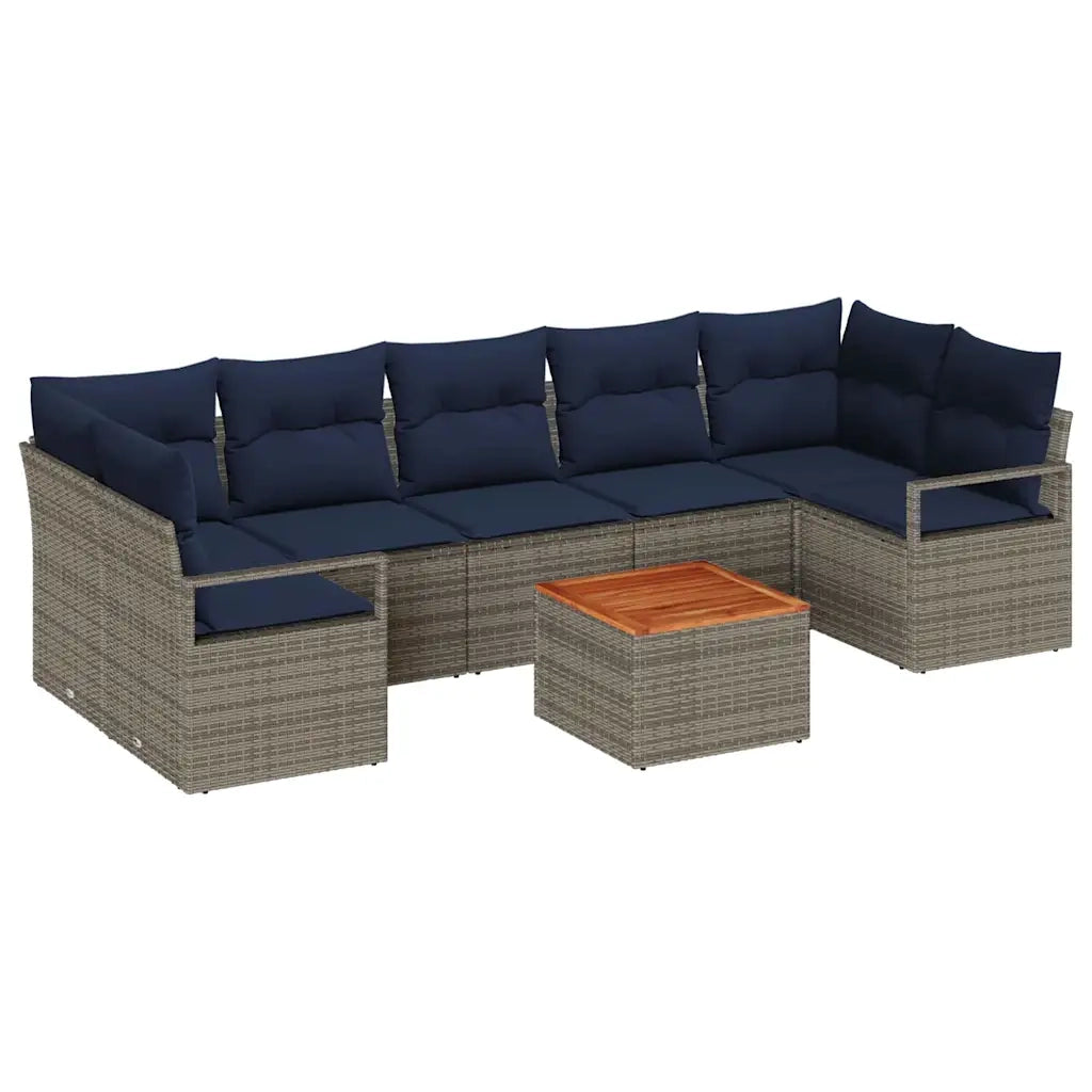 Set Divano da Giardino con cuscino 8 pcs Grigio polyrattan 3347675