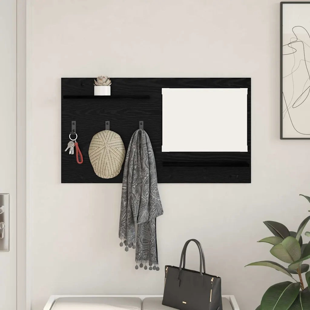 Appendiabiti a muro con lo scaffale Rovere Nero 90 x 10 x 50 cm 874516