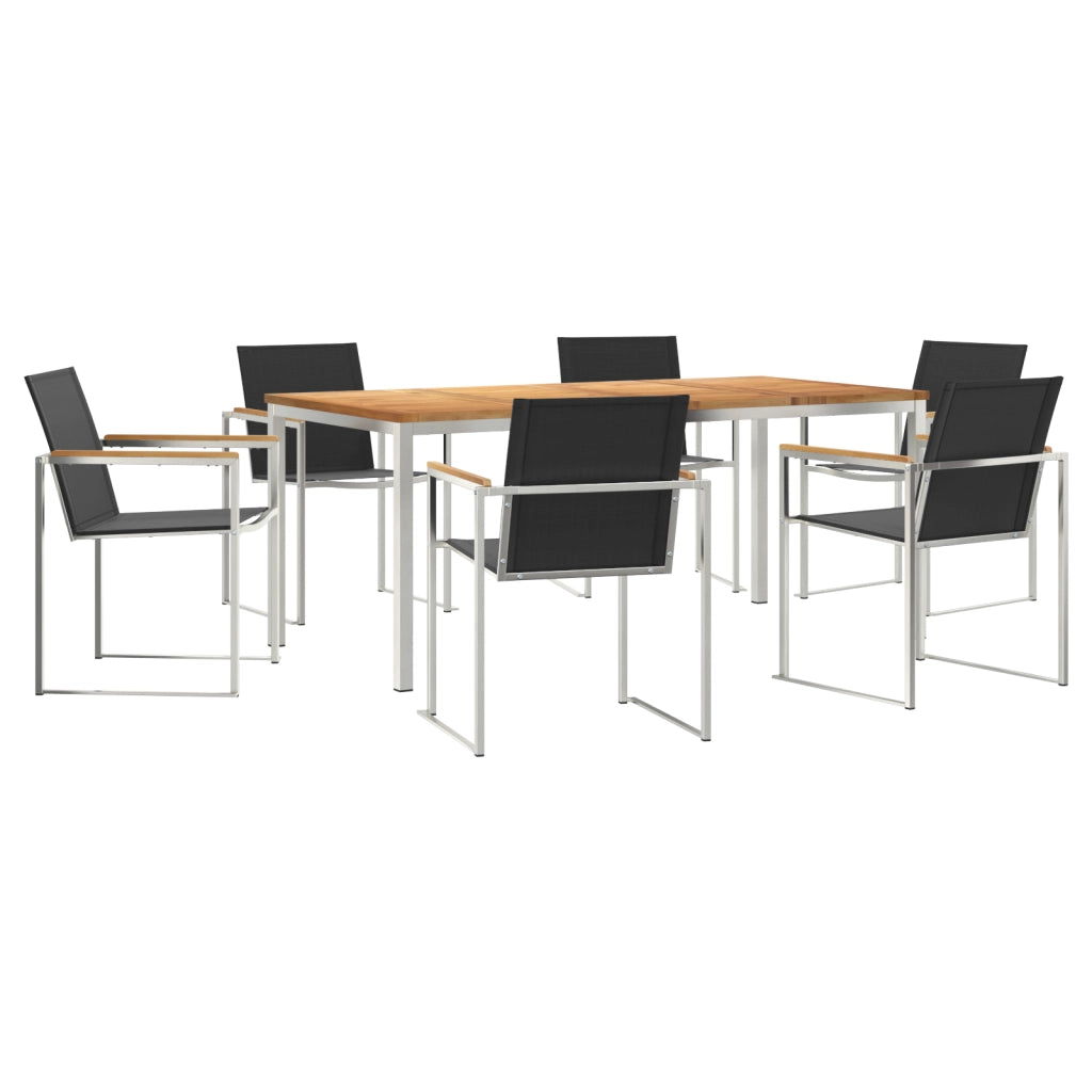 Set da Pranzo per Giardino di 7 Pezzi in Legno Massello di Teak