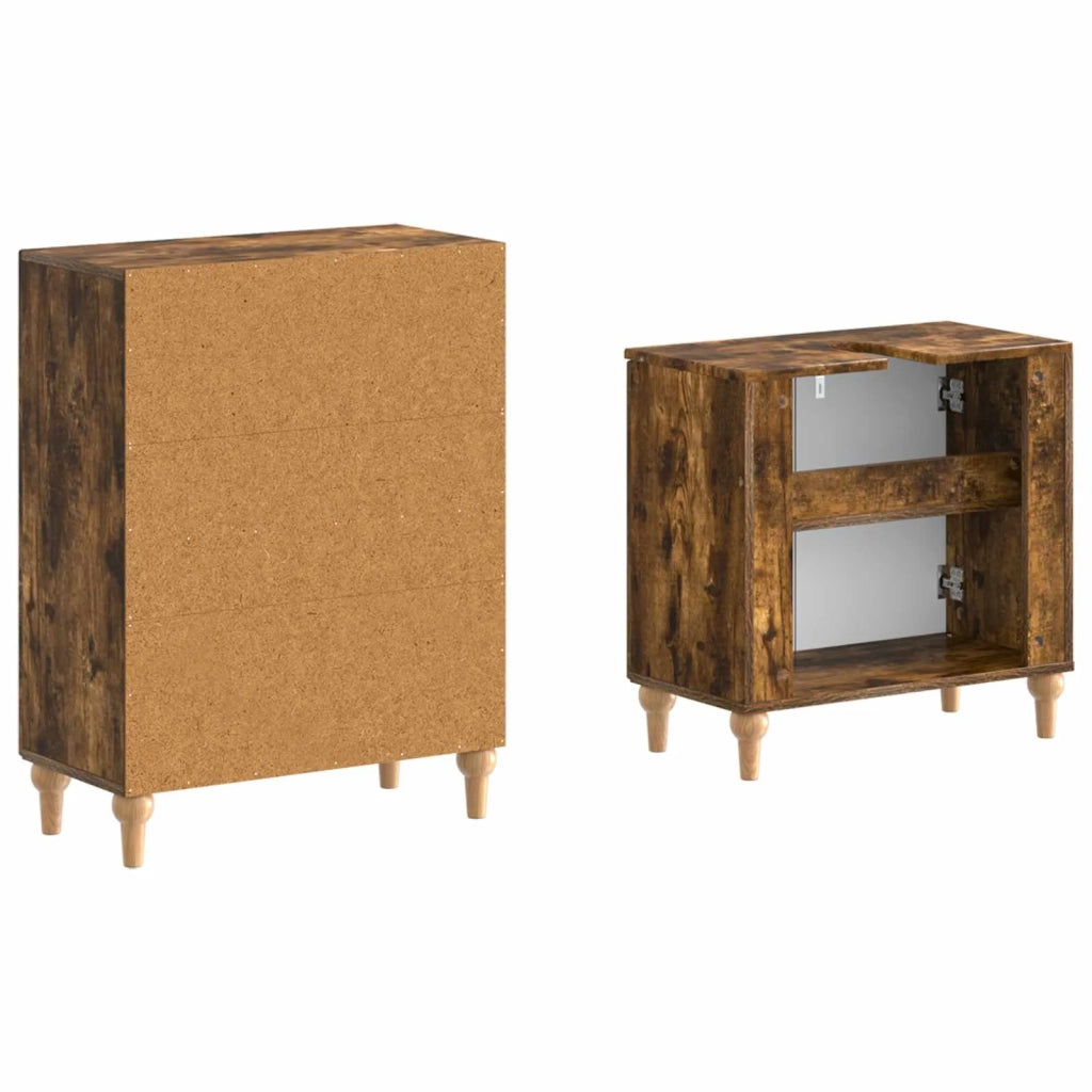 Set di Armadi da Bagno da 2 Pezzi ALKMAAR Rovere Fumo 3417590