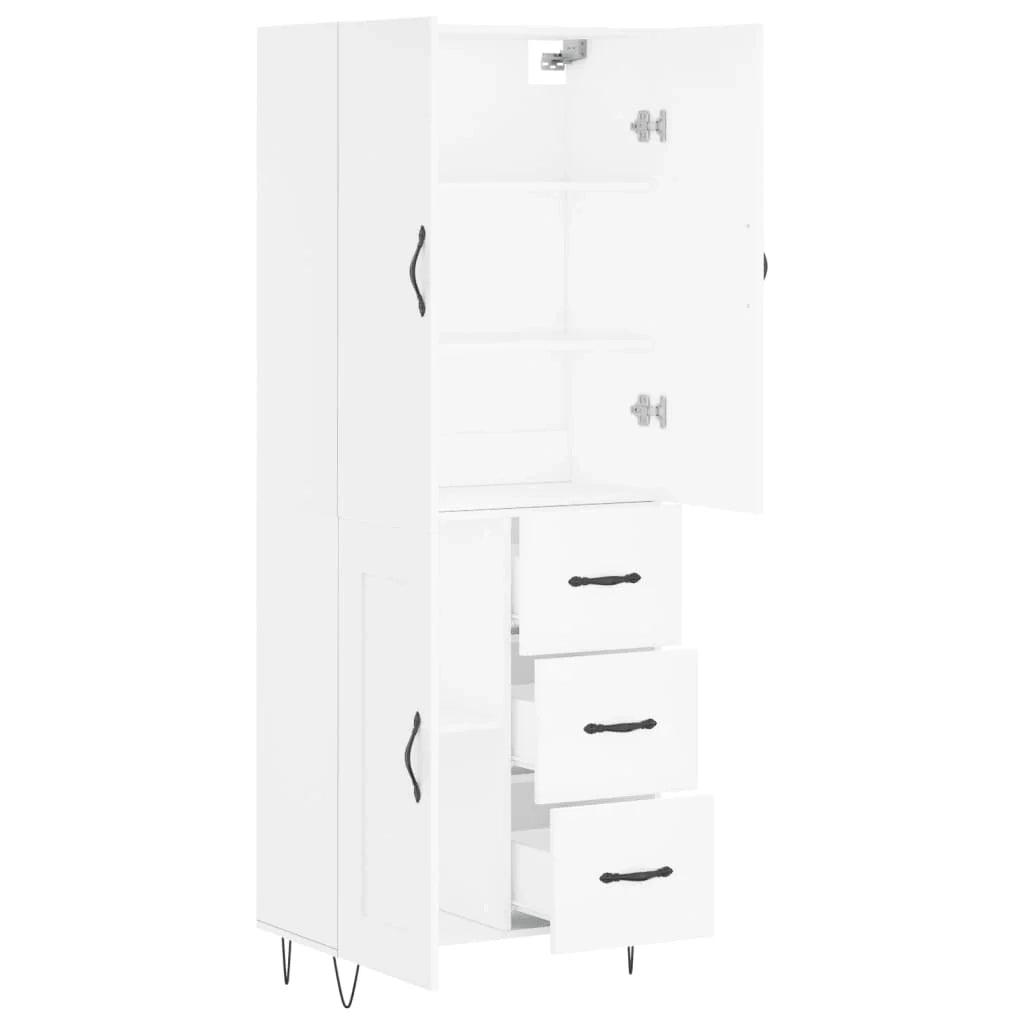 Buffet credenza cassettiera armadio mobile contenitore organizer cucina soggiorno salotto alto 69,5 x 34 x 180 cm legno ingegnerizzato bianco 02_0032644