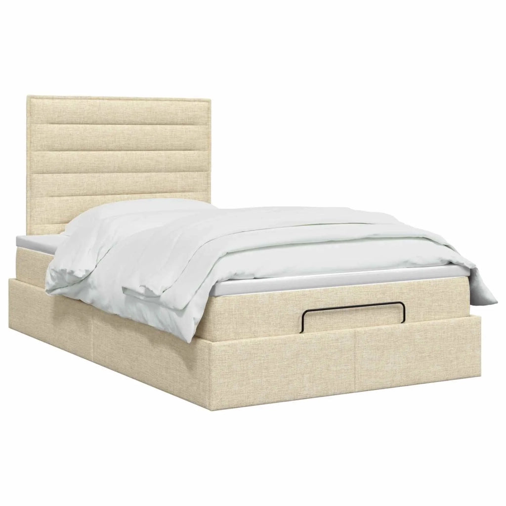 Letto ottomano con materasso Crema 120 x 190 cm Tessuto 3457395