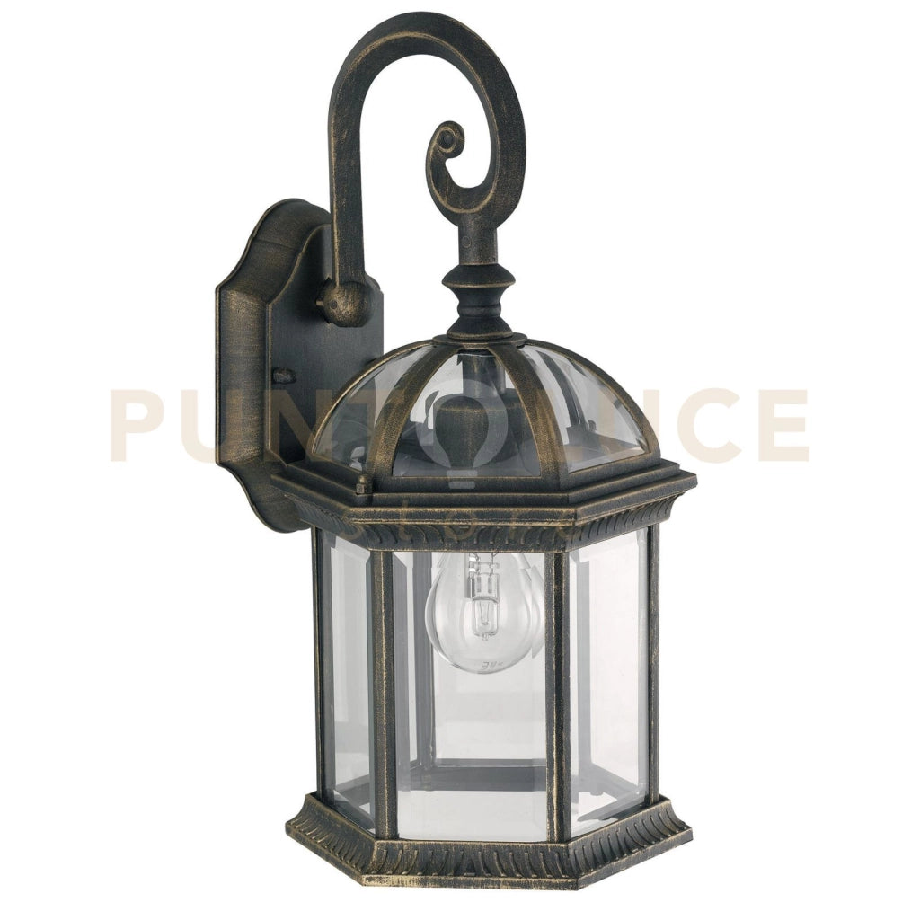 APPLIQUE GAETA NERO E ORO 1 LUCE ATTACCO E27 IP44 20X39CM ALLUMINIO E VETRO
