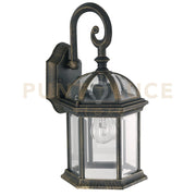 APPLIQUE GAETA NERO E ORO 1 LUCE ATTACCO E27 IP44 20X39CM ALLUMINIO E VETRO