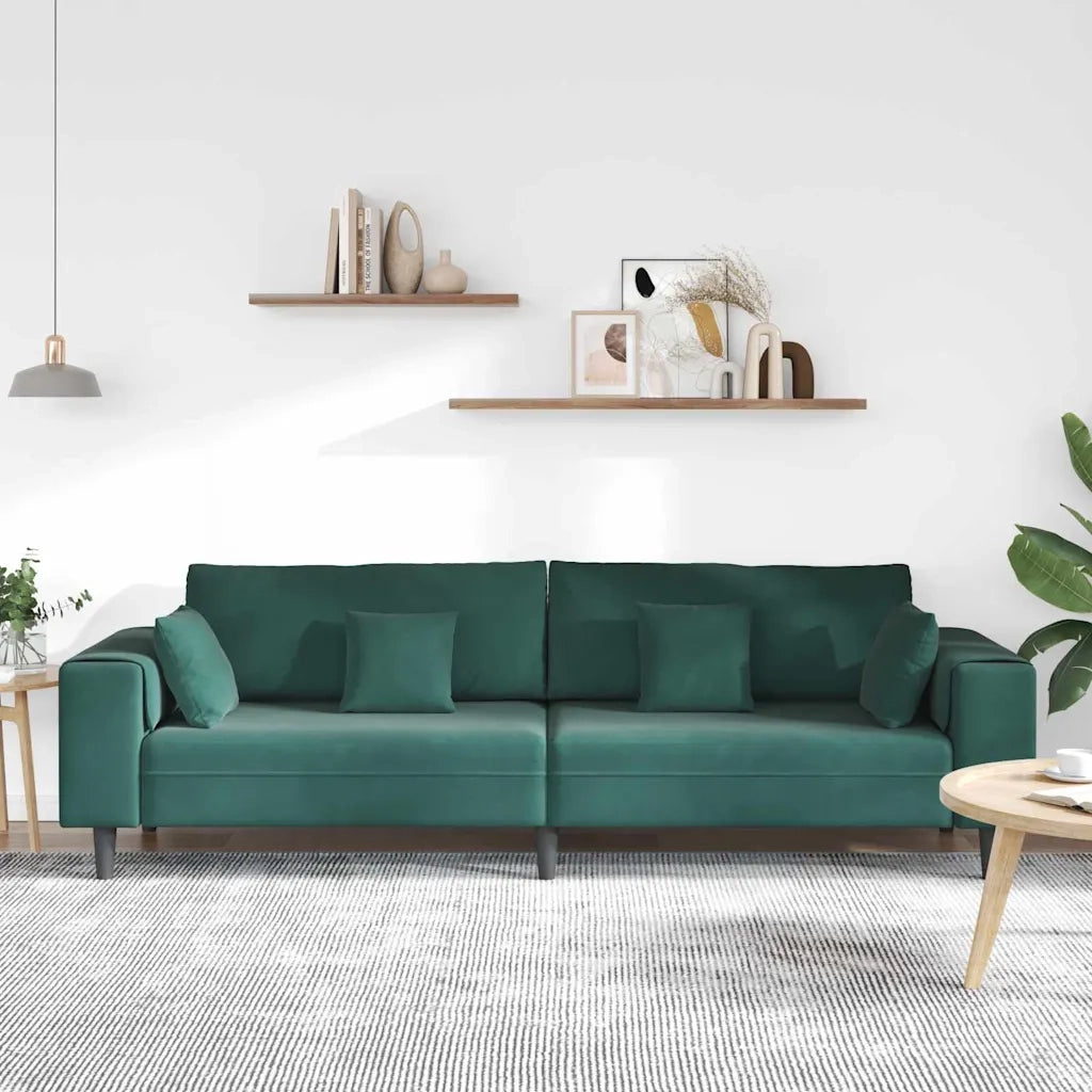 vidaXL Divano in Velluto con cuscino Verde Scuro 208 cm Velluto