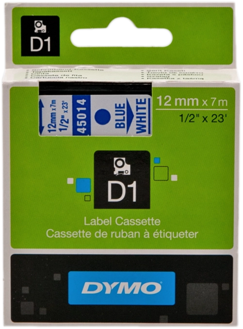 DYMO D1 etichette originali / Rotolo da 12 mm x 7 m / stampa blu su bianco / etichette autoadesive per etichettatrice LabelManager / 1 Pezzo