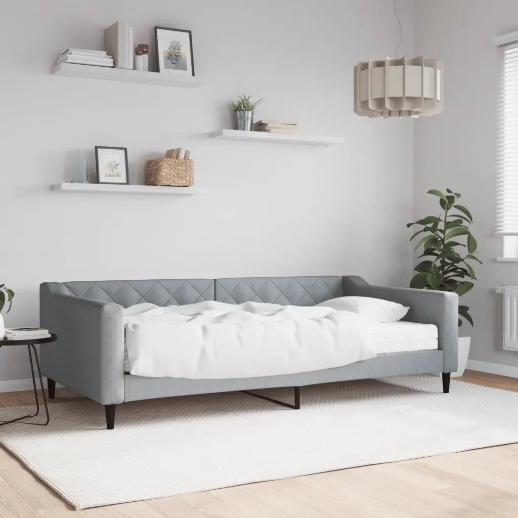 Divano letto | Sof¨¤ letto | Letto singolo con Materasso Grigio Chiaro 100x200 cm in Tessuto