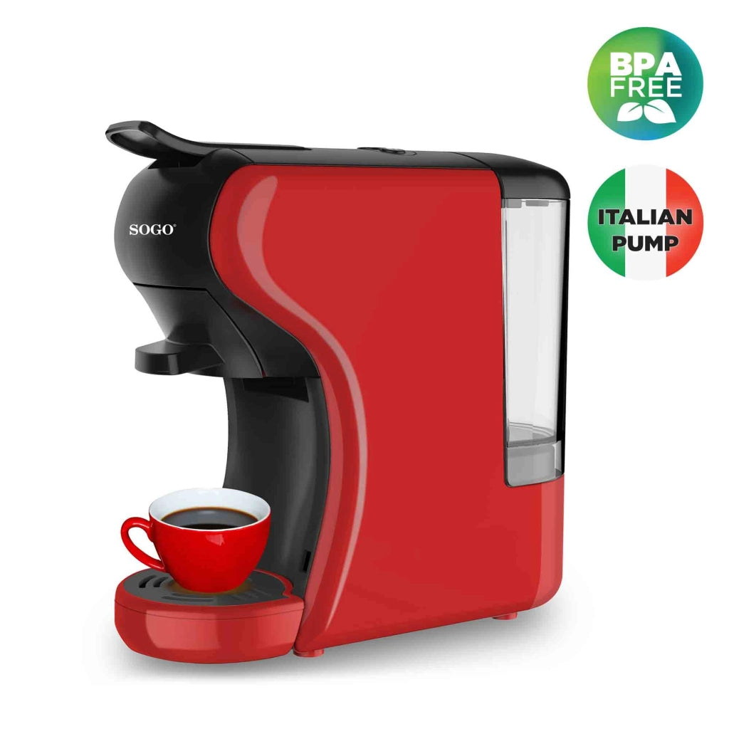 Macchina caffè espresso capsule compatibili Nespresso, 3 sistemi caffè molido monodosi, serbatoio 0.6L vapore 19 bar 1450W - SOGO