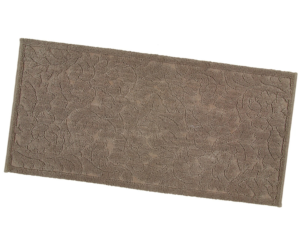 Tappeto Morbido Cotone 63x140 cm Scendiletto Bagno Camera Assorbente Antiscivolo Tortora