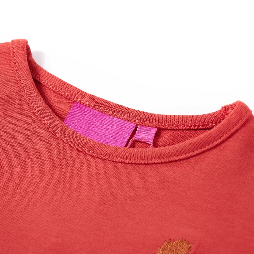 Maglietta da Bambina Maniche Lunghe Rosso Bruciato 104 13520