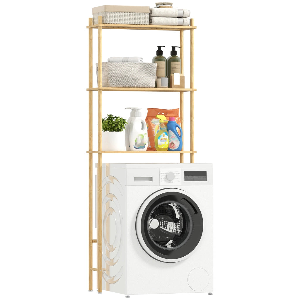Mobile Bagno 3 Ripiani Legno Naturale ¨C Minimal ¨C 69x25,5x181 cm