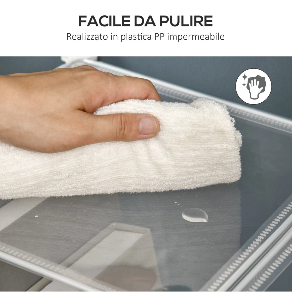 Scarpiera Modulare 94,5x32x162 cm 6 Cubi in Plastica e Acciaio Trasparente