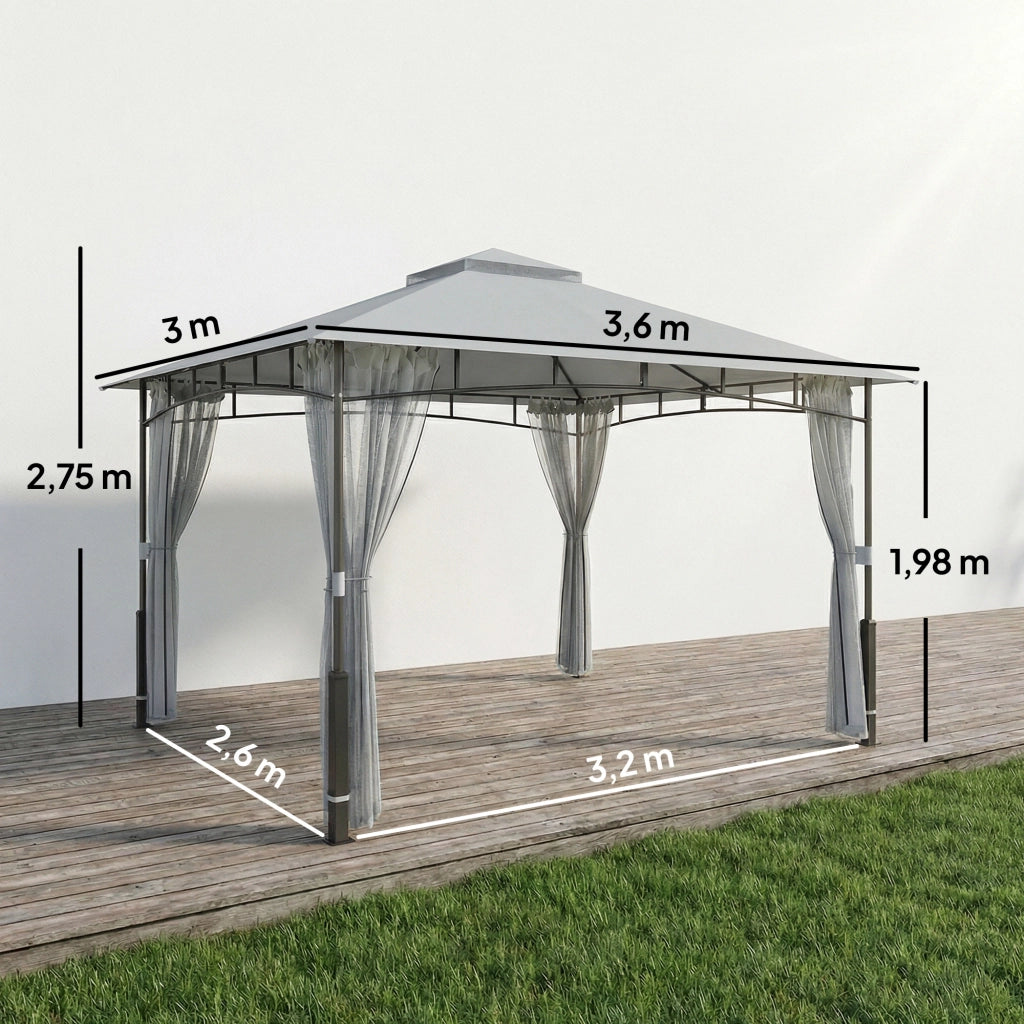 Carpa da giardino con pareti in rete UPF50+ ¨C zephmum ¨C grigio 360x300x275 cm