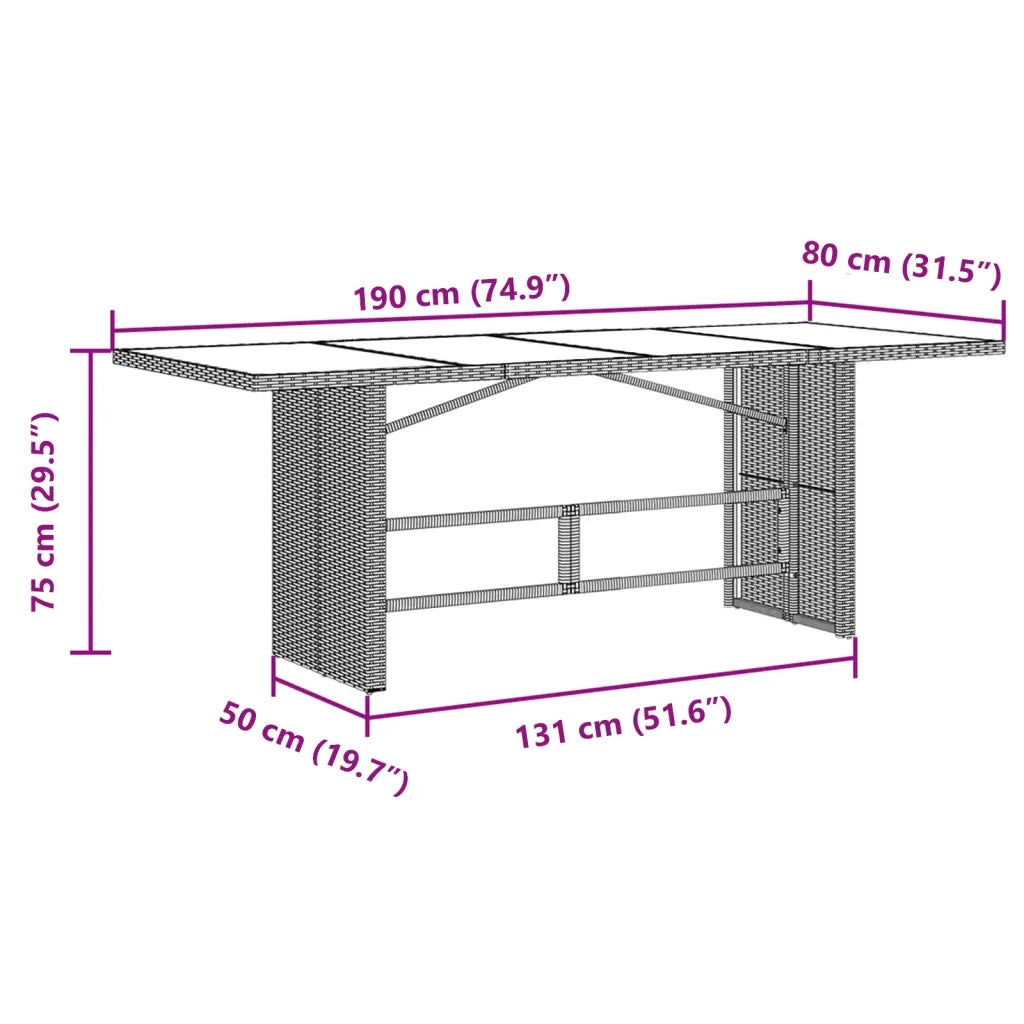 Set BistrÃ² da Giardino 7 pz con Cuscini in Polyrattan Marrone