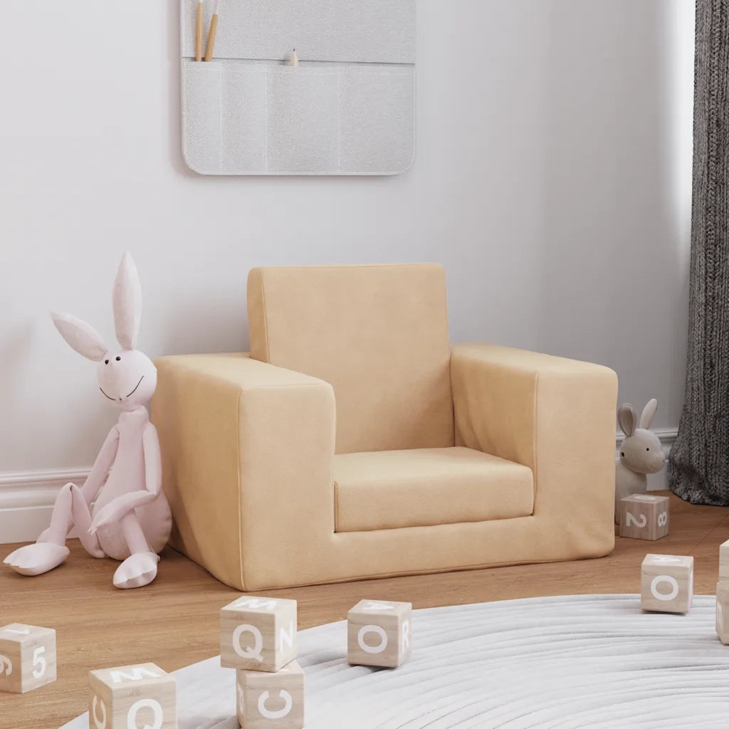 Divano Letto per Bambini-Sofa Letto-Daybed-Divanetto Crema in Morbido Peluche 152413