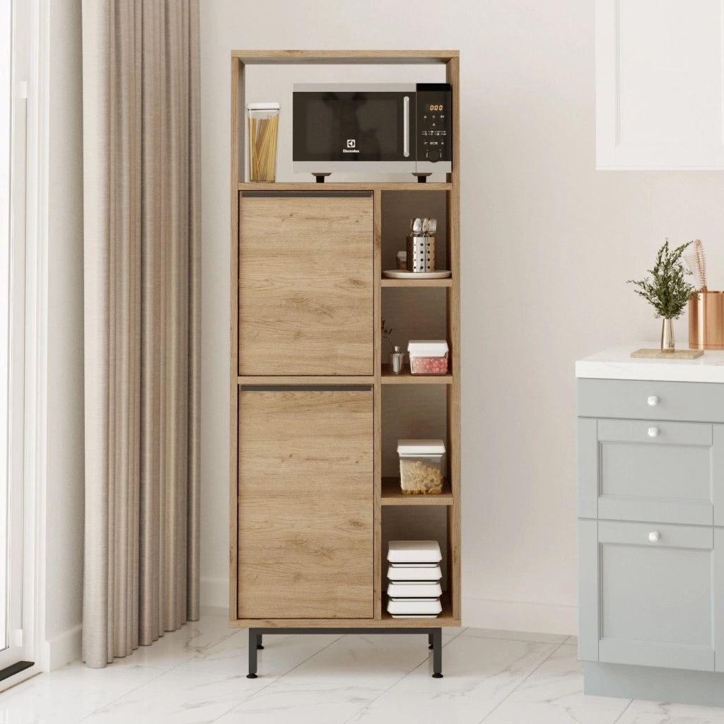 Madia Uta, Credenza 7 Ripiani, 160x36x45h cm Marrone Rovere