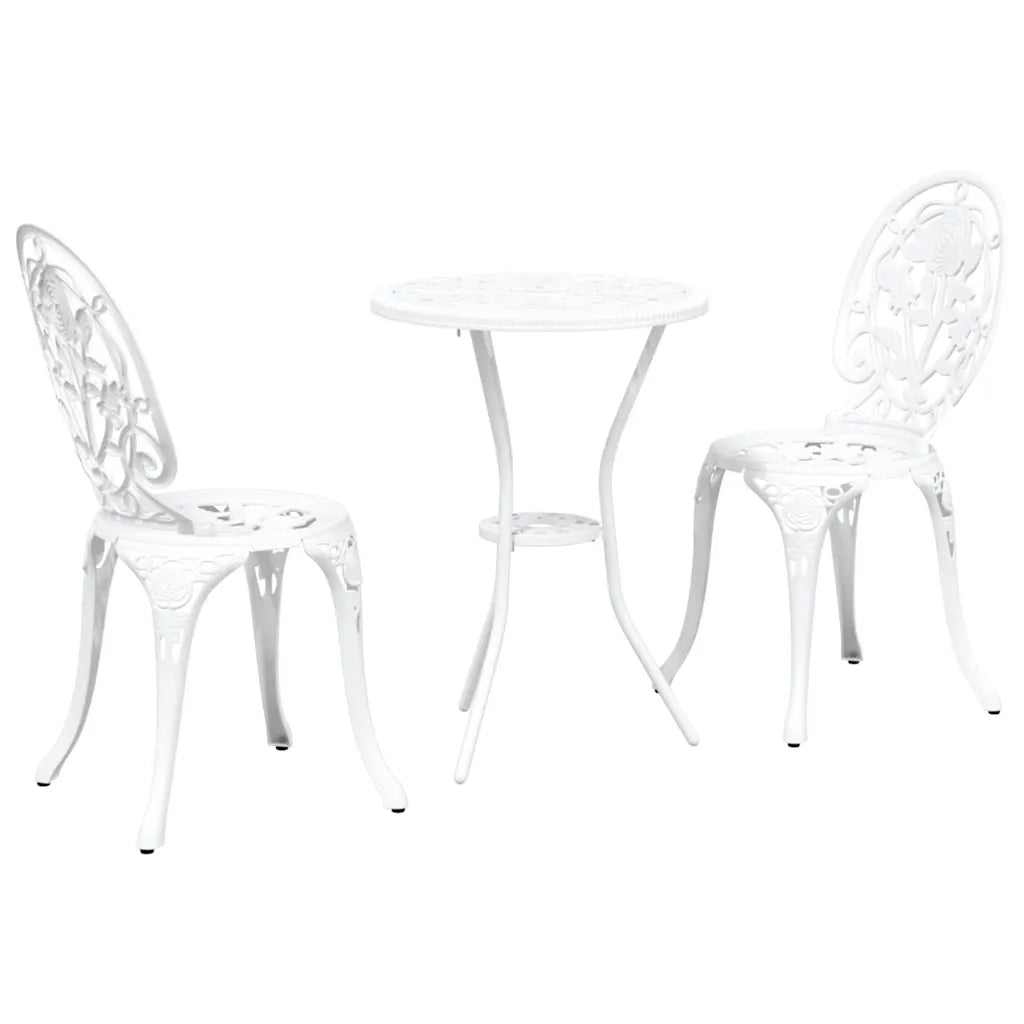 Set Bistro da Giardino 3 pcs Bianco Alluminio 42002388