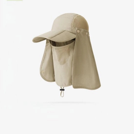 Cappello da pesca - Con protezione facciale e collo - Protezione solare UPF 50+ - Protezione estiva dal sole - Cappello da pesca respirante per uso all'aperto per uomini e donne - Cappello da spiaggia rimovibile con grande ala