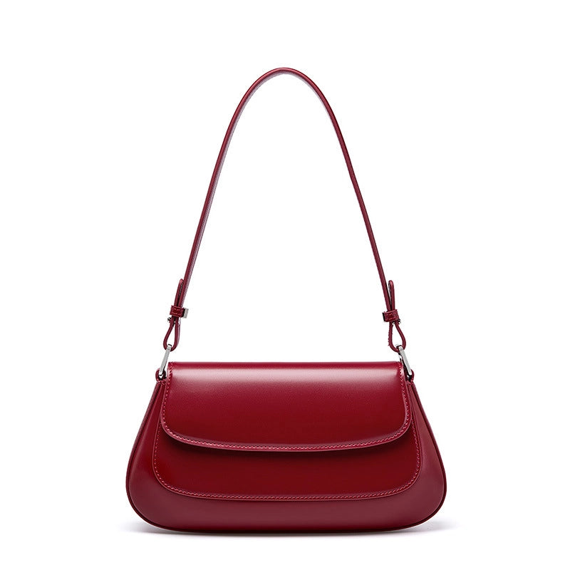 Borsa a tracolla Boston Shell in vera pelle, colore rosso