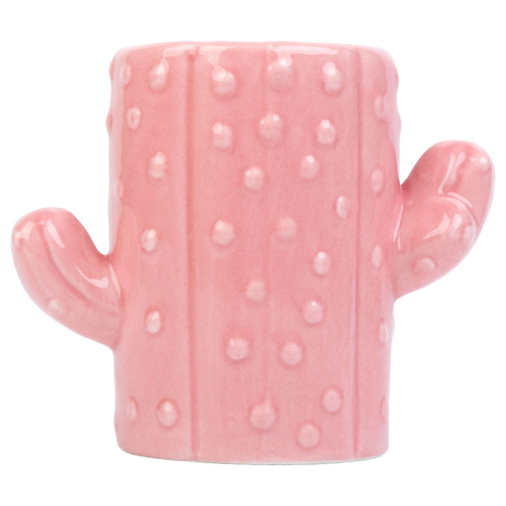 Portapenne cactus in ceramica rosa 13,5x7,8x11h
