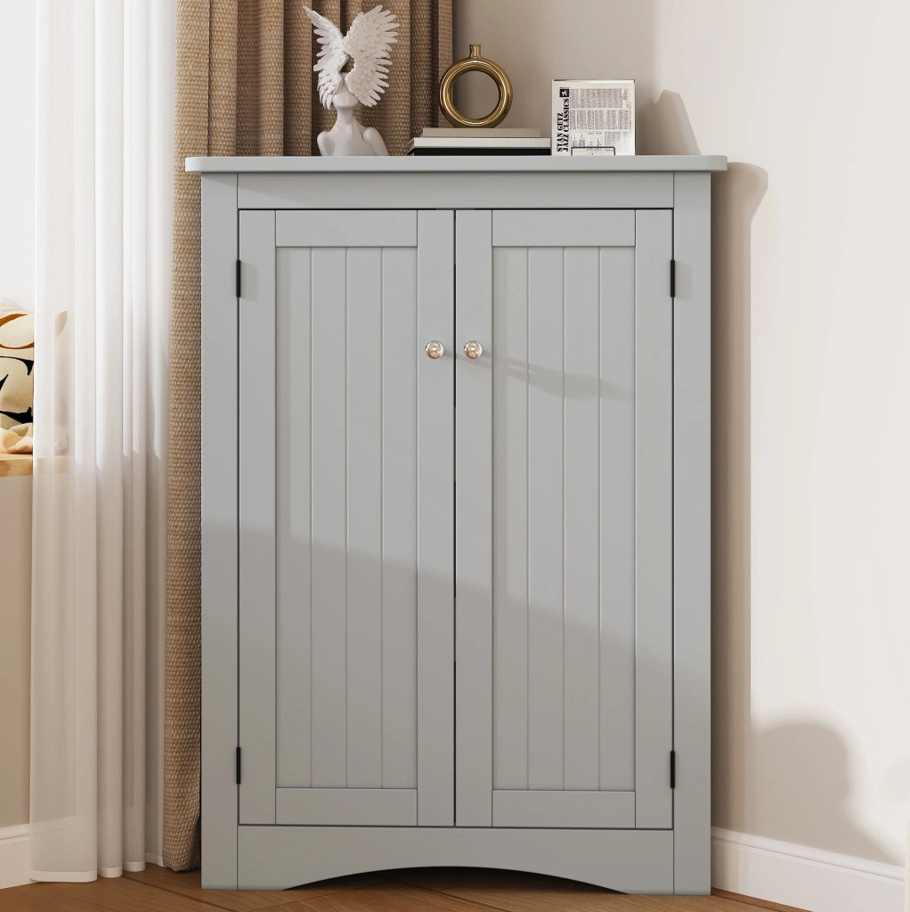 Mobile angolare grigio a 2 ante in MDF, 61,5 x 80 cm