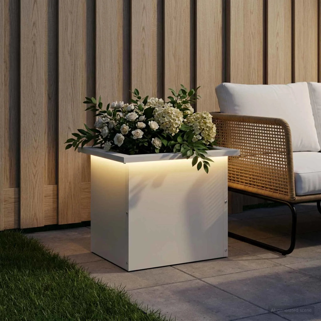 Fioriera da giardino con LED Bianco 30 x 40 x 30 cm Acciaio 8008072