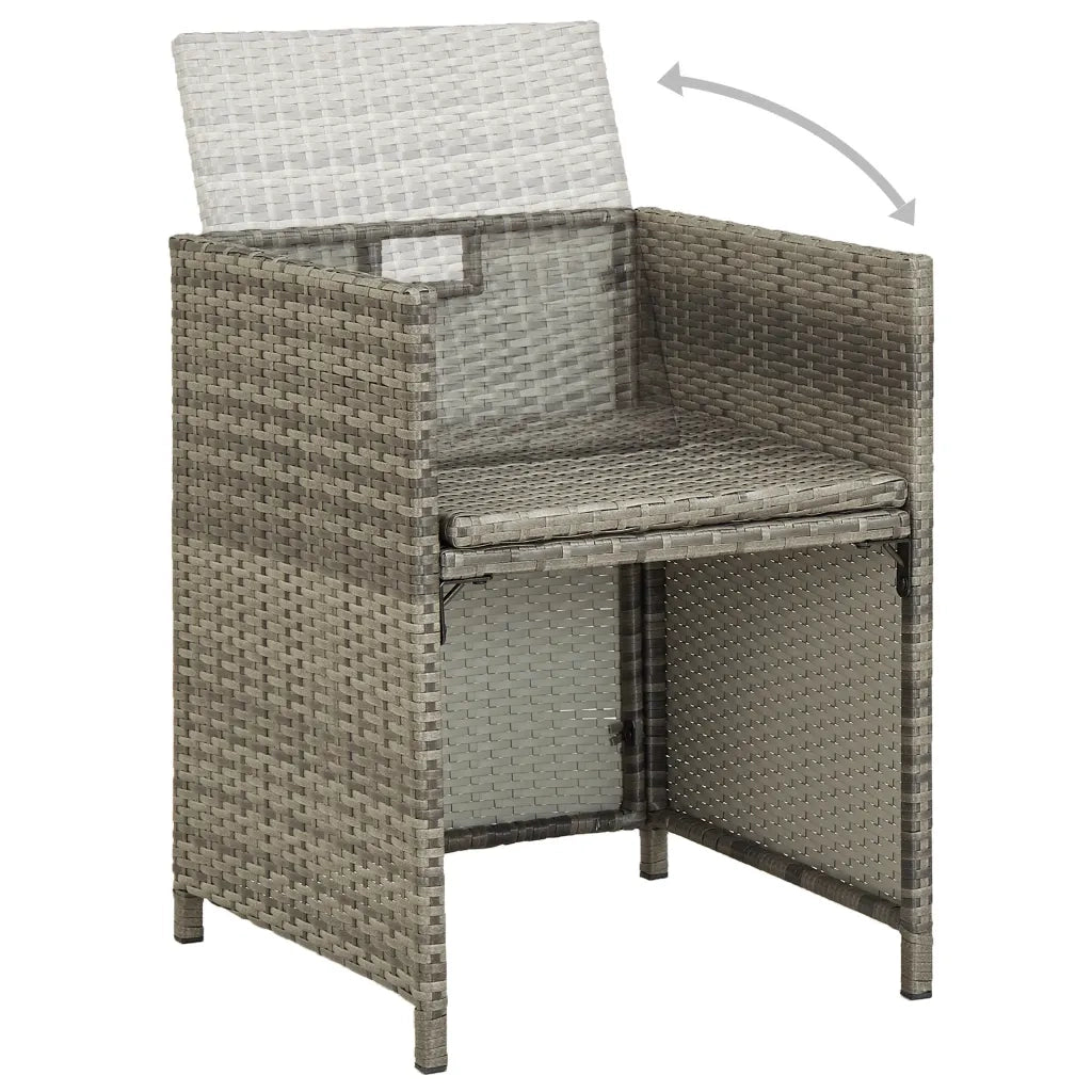 Set da Pranzo per Giardino 3 pz | Set Salotto da Giardino con Cuscini Grigio