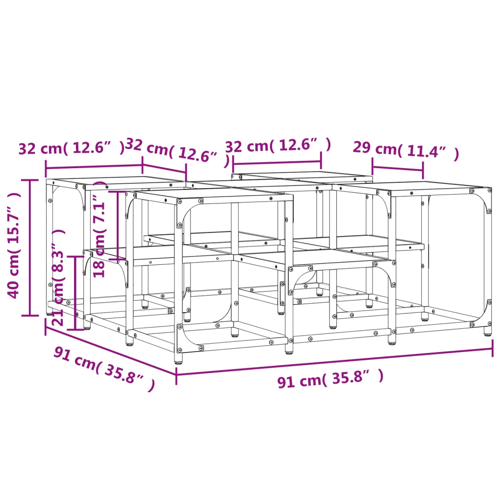 Tavolino da Salotto Grigio Sonoma 91x91x40 cm Legno Multistrato 839076