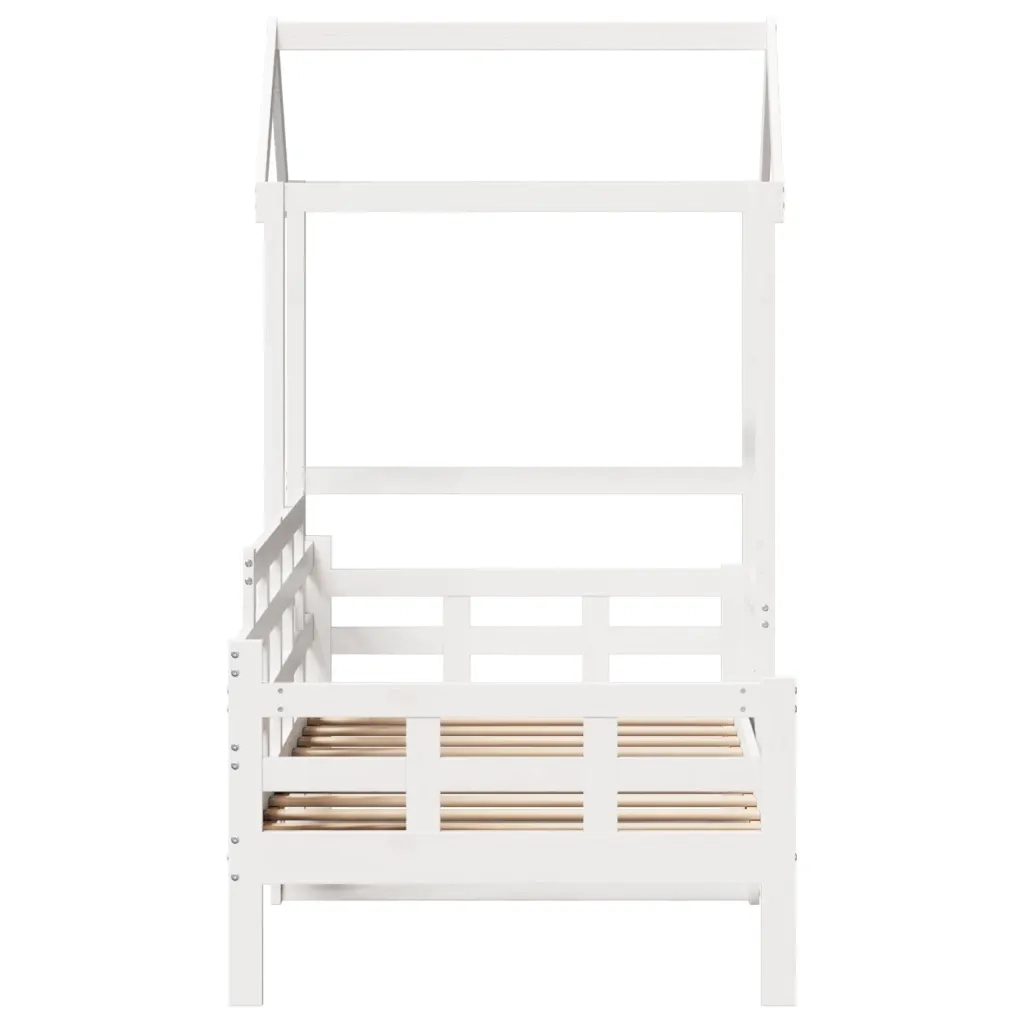 Letto singolo | Letto per adulti | Dormeuse con Tetto 80x200 cm Bianco in Legno Massello di Pino