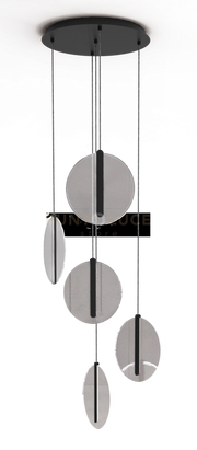 KOI-S5 N Sospensione 5 luci led struttura tonda nero opaco diffusore in vetro diametro 40cm  46W dimmerabile SDD 2800 - 5000k
