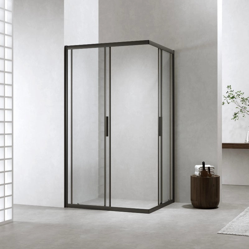 Box Doccia 80x120 Cm Scorrevole Profili Nero Opaco h190 Cristallo 6mm Trasparente | Neat