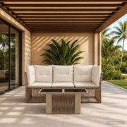 Set Divano da Giardino 4 pz Beige polyrattan 3436416