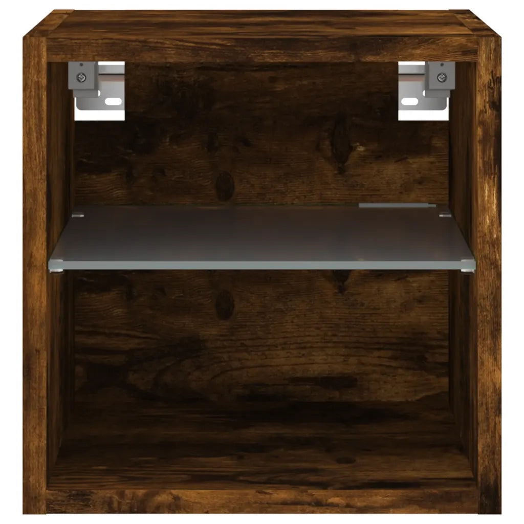 Mobili TV a Parete con Luci LED 2pz Rovere Fumo 30x28,5x30 cm 836982