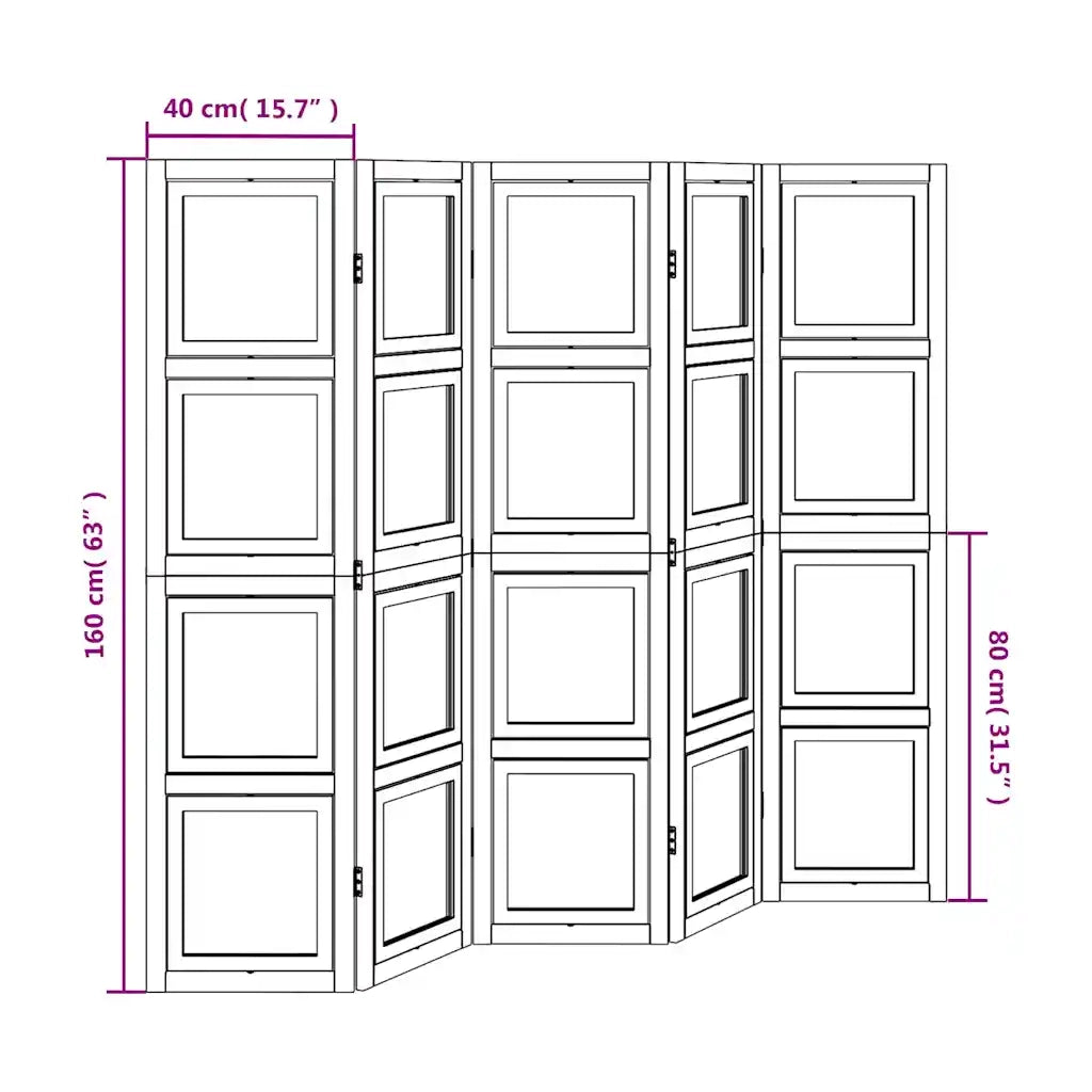 Divisorio Ambienti | Divider per stanze | Paravento 5Pannelli Bianco Legno Massello di Paulownia