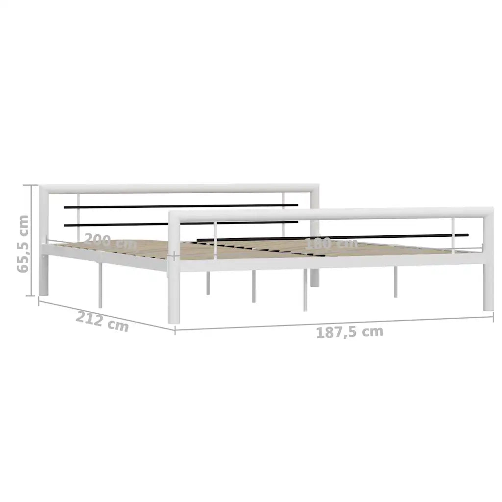 Letto matrimoniale | Letto per adulti | Giroletto Bianco e Nero in Metallo 180x200 cm