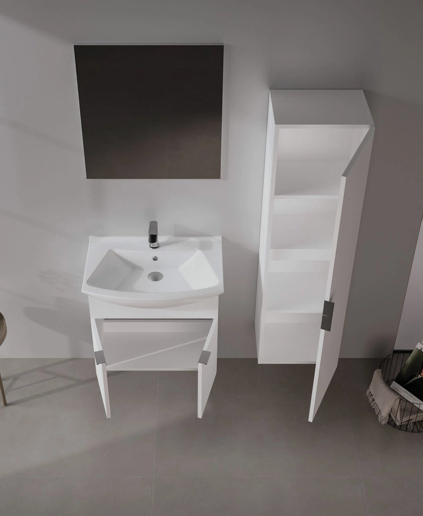 Set mobile lavabo con specchio (2 pezzi) "Purus 65" - 65 x 50 x 58 cm - Bianco