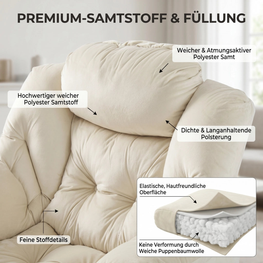 SEDIA Relax con Poggiapiedi Set da 2 pezzi Beige Tessuto e Metallo