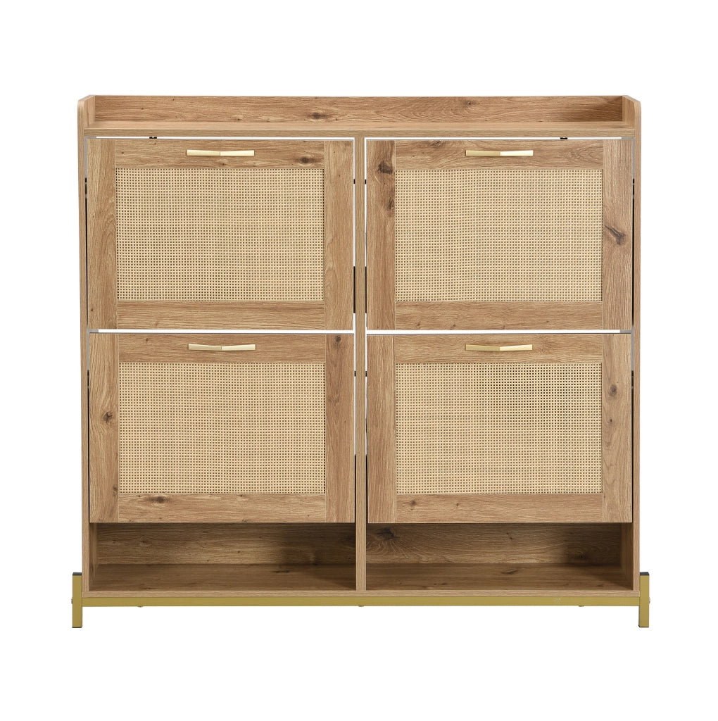 Scarpiera 108.5x24x100 cm salvaspazio con ripiano superiore in MDF naturale