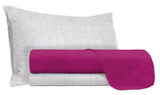 Set Lenzuola Singolo Sopra Sotto e Federe in Cotone Fucsia